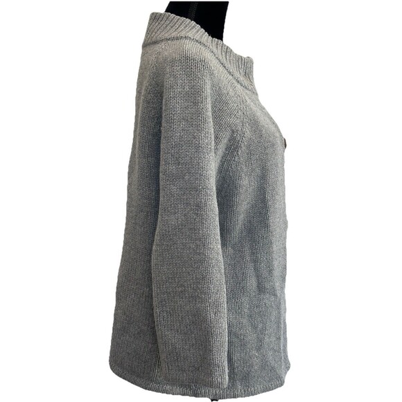 Talbots Wool Cashmere Cardigan Sweater Button Front Gray Size L Preppy - Picture 4 of 15